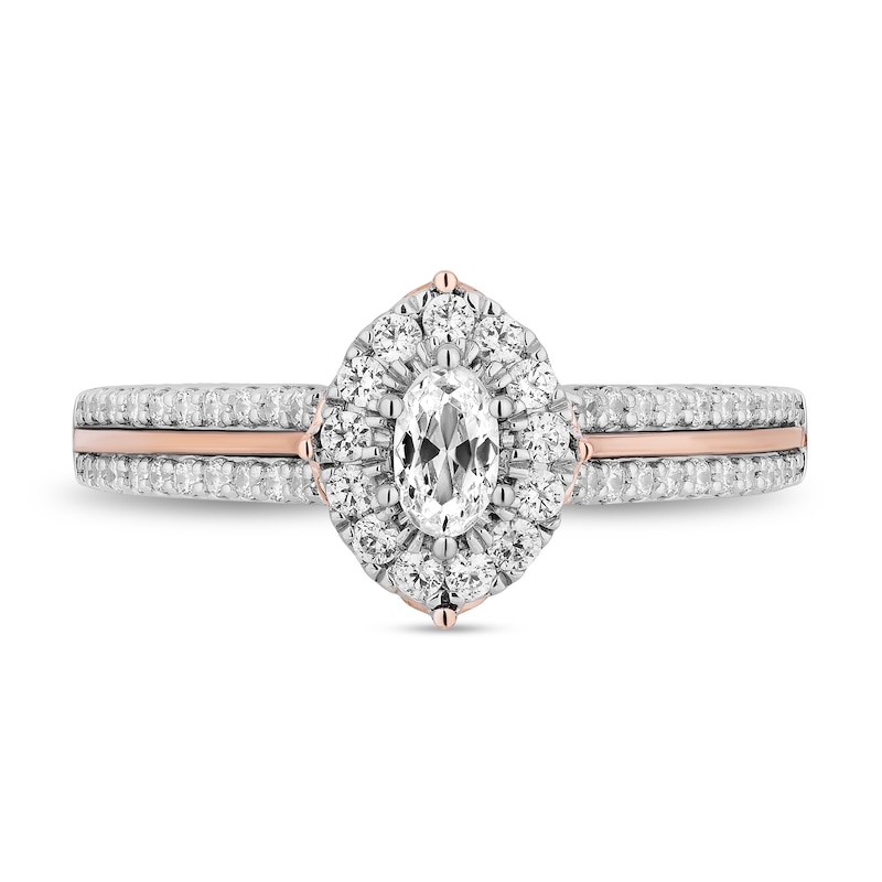 Main Image 5 of Collector's Edition Enchanted Disney 1 CT. T.W. Oval Diamond Engagement Ring in 14K Two-Tone Gold