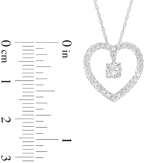 3/8 CT. T.w. Diamond Dangle in Heart Pendant in 10K White Gold