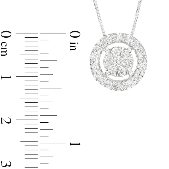 1 CT. T.w. Multi-Diamond with Halo Pendant in 10K White Gold