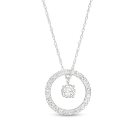 3/8 CT. T.W. Diamond Dangle in Circle Pendant in 10K White Gold