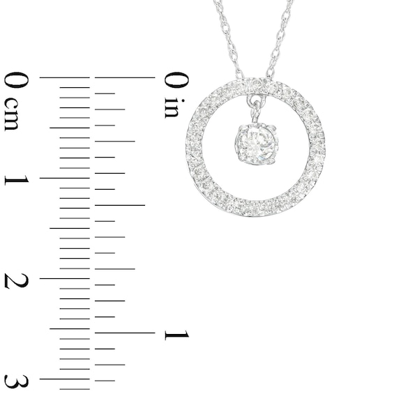 3/8 CT. T.w. Diamond Dangle in Circle Pendant in 10K White Gold