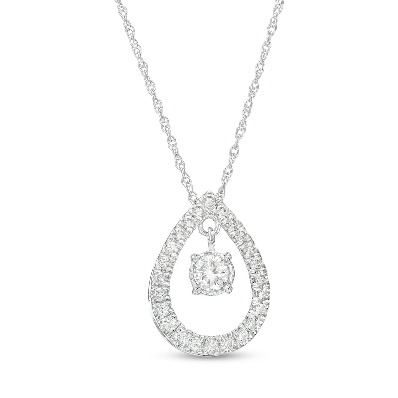 Main Image 1 of 3/8 CT. T.W. Diamond Dangle in Teardrop Pendant in 10K White Gold