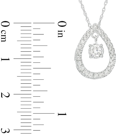 3/8 CT. T.w. Diamond Dangle in Teardrop Pendant in 10K White Gold