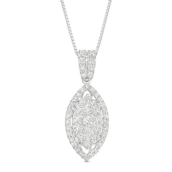 1 CT. T.w. Marquise Multi-Diamond Frame Drop Pendant in 10K White Gold