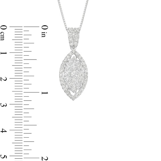 1 CT. T.w. Marquise Multi-Diamond Frame Drop Pendant in 10K White Gold