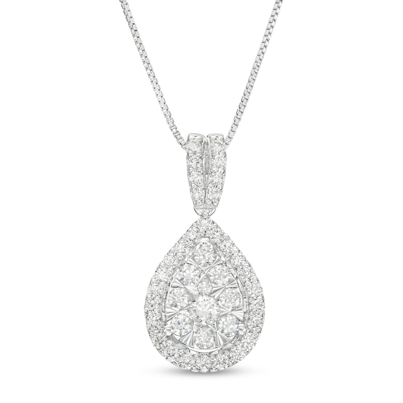 1 CT. T.W. Pear Multi-Diamond Frame Drop Pendant in 10K White Gold | Zales