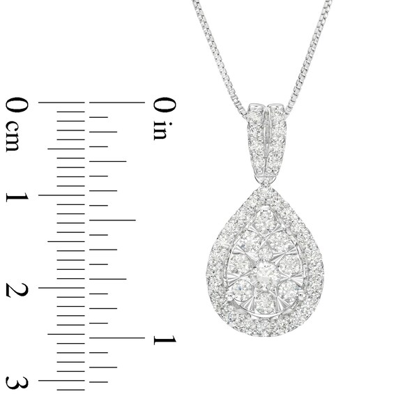 1 CT. T.w. Pear Multi-Diamond Frame Drop Pendant in 10K White Gold