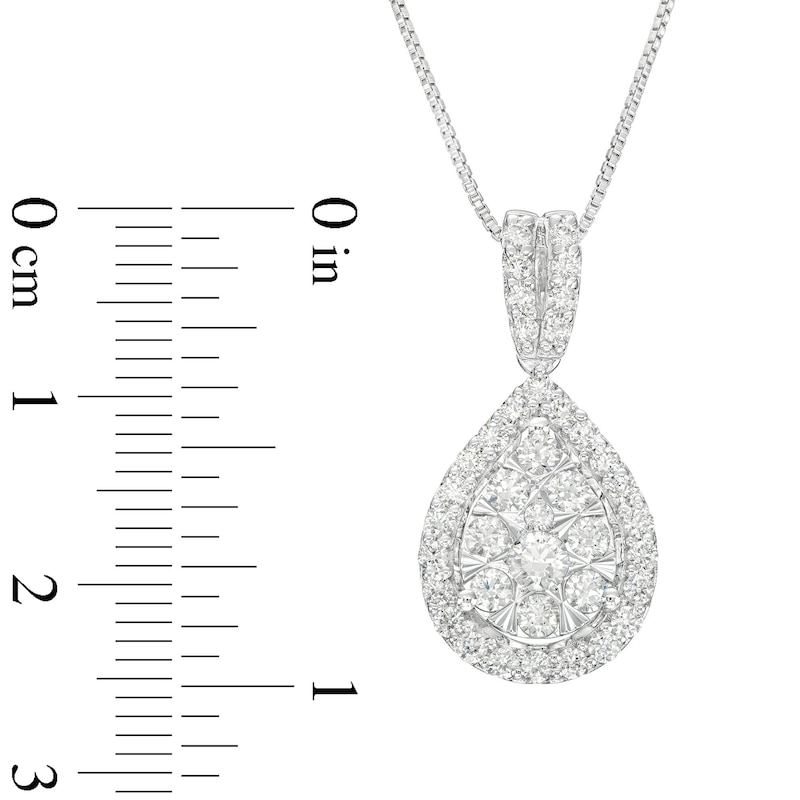 Main Image 3 of 1 CT. T.W. Pear Multi-Diamond Frame Drop Pendant in 10K White Gold