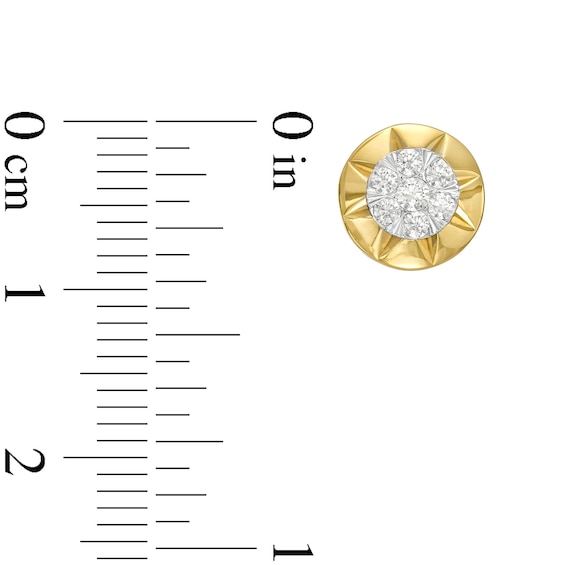 1/4 CT. T.w. Multi-Diamond Sun Disc Frame Stud Earrings in 10K Gold