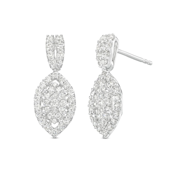 1 CT. T.w. Marquise Multi-Diamond Frame Drop Earrings in 10K White Gold
