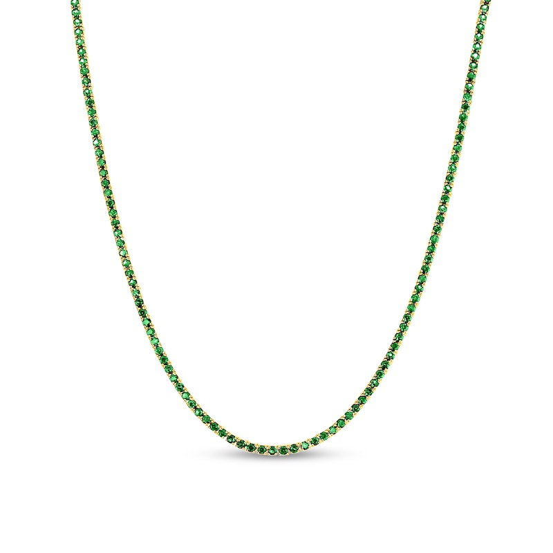 Emerald Tennis Necklace in 14K Gold - 17"