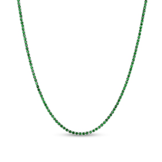 Emerald Tennis Necklace in 14K White Gold - 17"