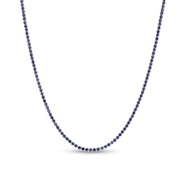 Blue Sapphire Tennis Necklace in 14K White Gold - 17"