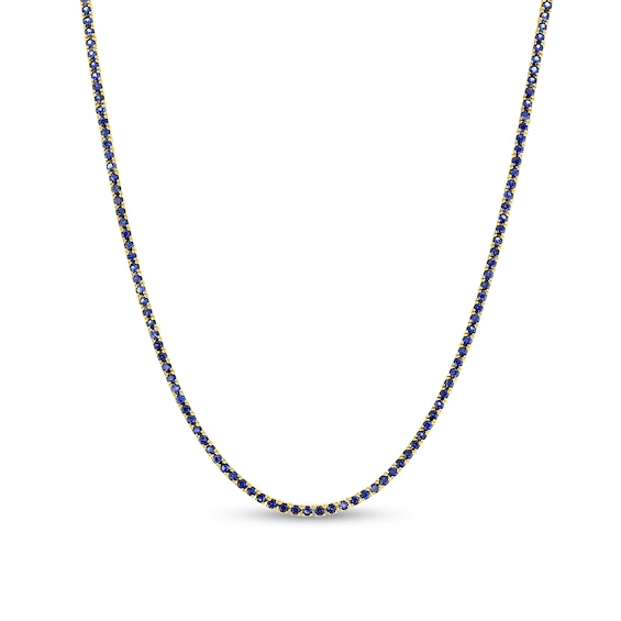 Blue Sapphire Tennis Necklace in 14K Gold - 17"