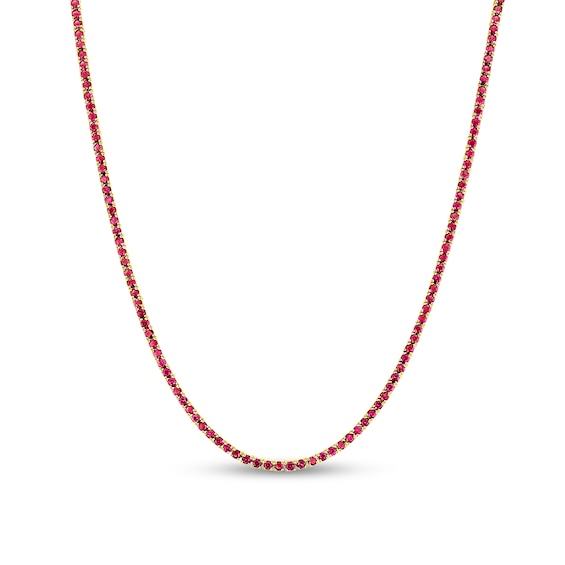 Ruby Tennis Necklace in 14K Gold - 17"