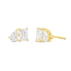 Thumbnail Image 0 of 2 CT. T.W. Pear-Shaped and Emerald-Cut Diamond Toi et Moi Stud Earrings in 14K Gold