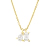 Thumbnail Image 0 of 1 CT. T.W. Pear-Shaped and Emerald-Cut Diamond Toi et Moi Pendant in 14K Gold