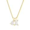 Thumbnail Image 1 of 1 CT. T.W. Pear-Shaped and Emerald-Cut Diamond Toi et Moi Pendant in 14K Gold