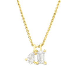 1 CT. T.W. Pear-Shaped and Emerald-Cut Diamond Toi et Moi Pendant in 14K Gold