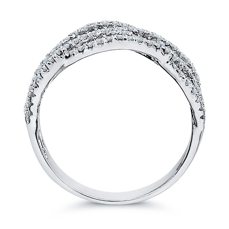 3/8 CT. T.W. Diamond Multi-Row Criss-Cross Open Shank Ring in 10K White Gold