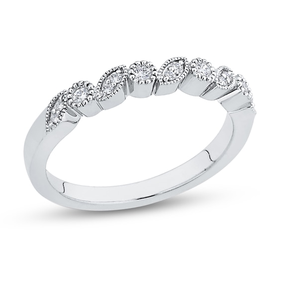1/10 CT. T.w. Marquise Multi-Diamond Vintage-Style Band in 10K White Gold