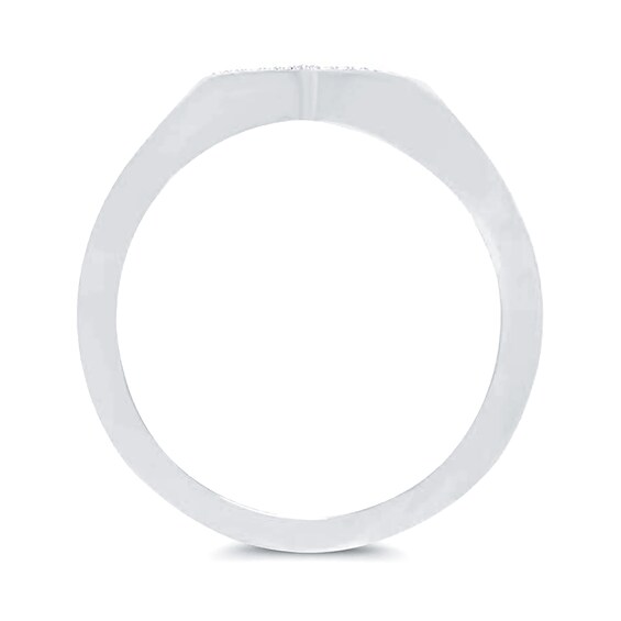 Diamond Accent Heart-Shaped Signet Ring in 10K White Gold