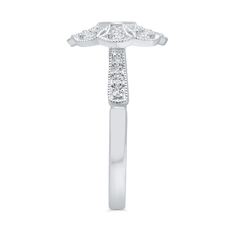 Main Image 2 of 3/8 CT. T.W. Diamond Vintage-Style Flower Ring in 10K White Gold