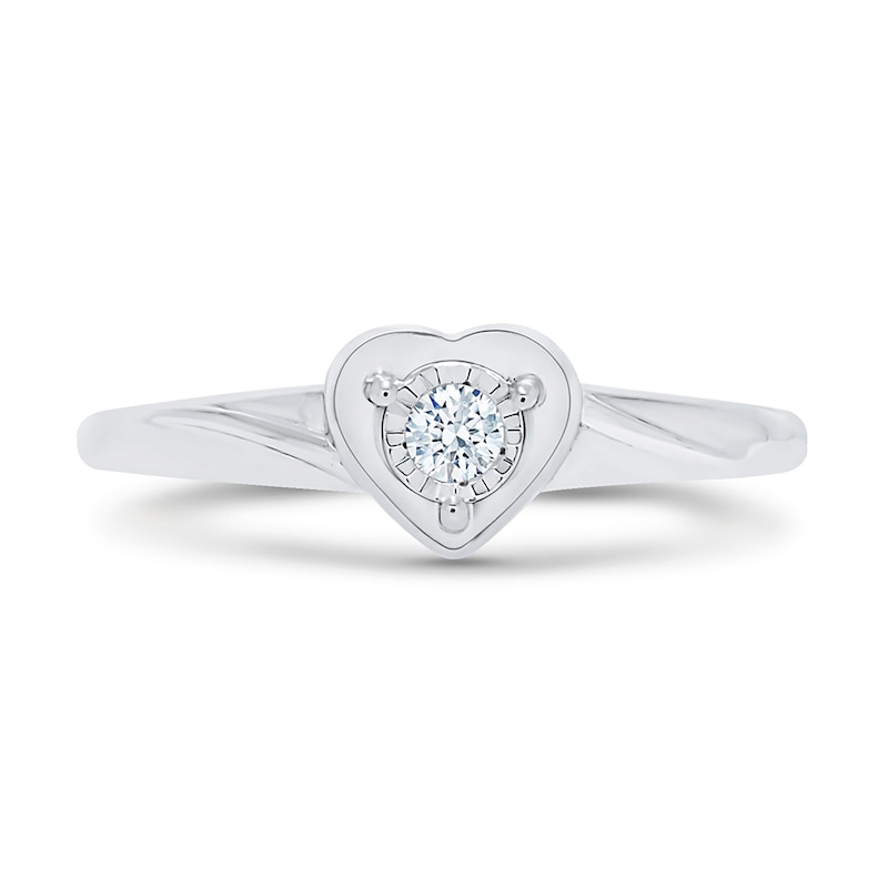 Main Image 4 of 1/15 CT. Diamond Solitaire Stampato Heart Ring in 10K White Gold