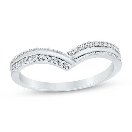 1/10 CT. T.w. Diamond Vintage-Style Chevron Band in 10K White Gold