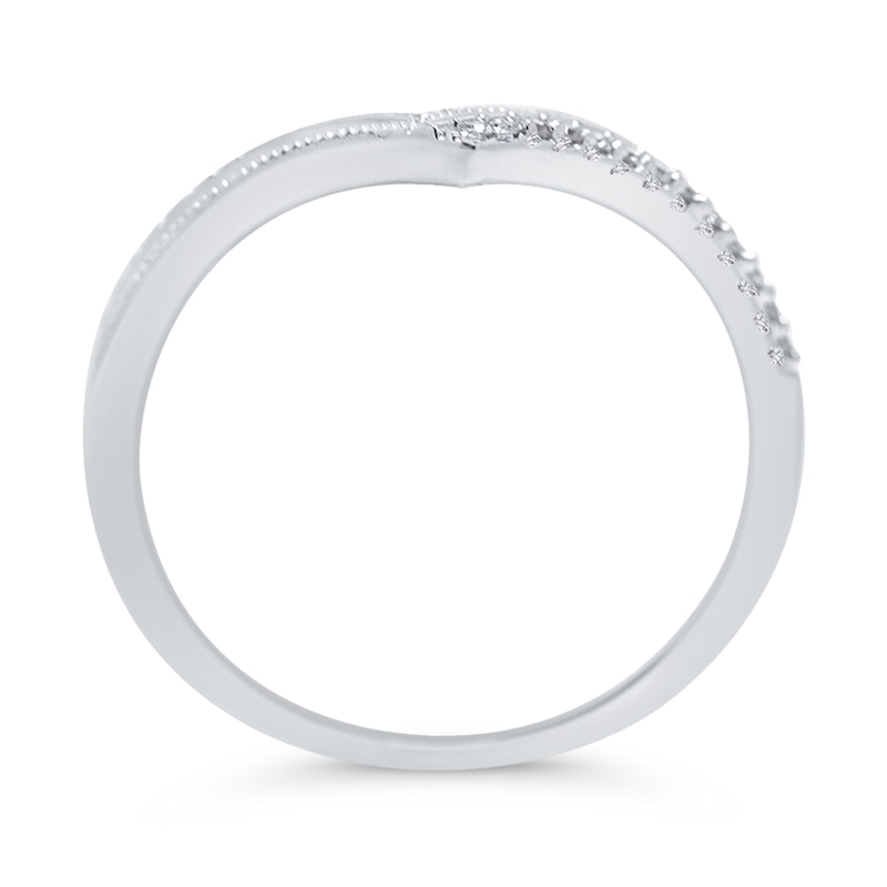 Main Image 2 of 1/10 CT. T.W. Diamond Vintage-Style Chevron Band in 10K White Gold