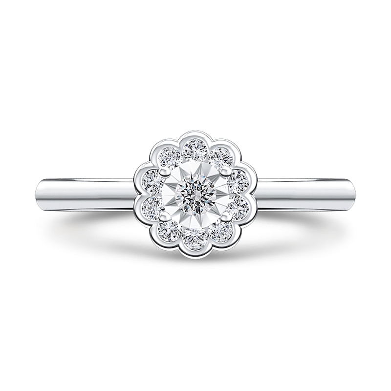 Main Image 1 of 1/5 CT. T.W. Diamond Scallop Flower Ring in 10K White Gold