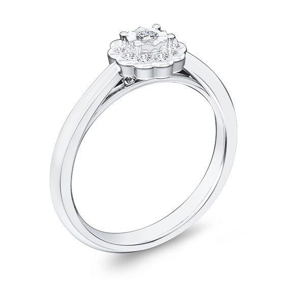 1/5 CT. T.w. Diamond Scallop Flower Ring in 10K White Gold