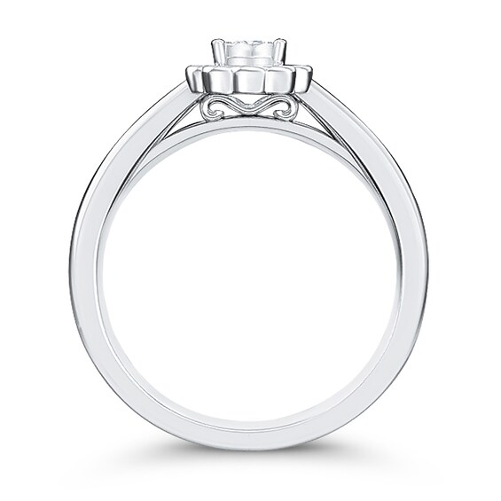 1/5 CT. T.w. Diamond Scallop Flower Ring in 10K White Gold