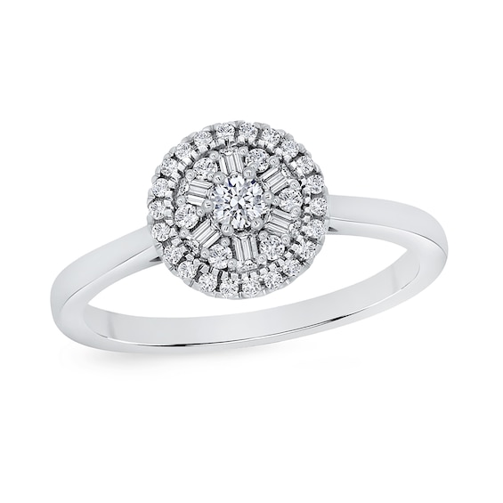 1/3 CT. T.w. Multi-Diamond Frame Ring in 10K White Gold