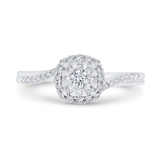 1/3 CT. T.w. Multi-Diamond Frame Bypass Ring in 10K White Gold