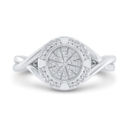 1/6 CT. T.W. Multi-Diamond Compass Twist Shank Ring in 10K White Gold