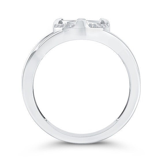 1/6 CT. T.w. Multi-Diamond Compass Twist Shank Ring in 10K White Gold