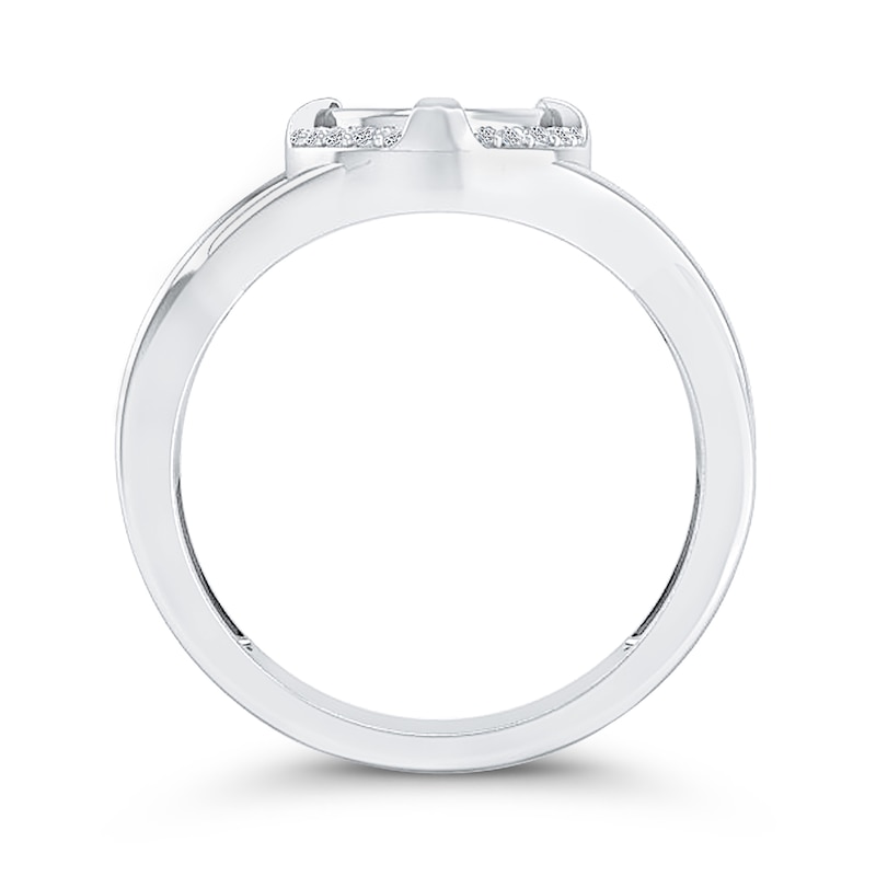 Main Image 3 of 1/6 CT. T.W. Multi-Diamond Compass Twist Shank Ring in 10K White Gold