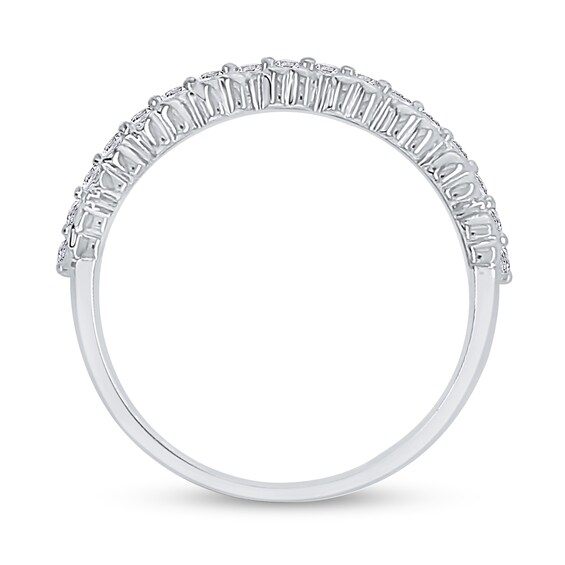 1/5 CT. T.w. Diamond Edge Hearts Stacked Band in 10K White Gold