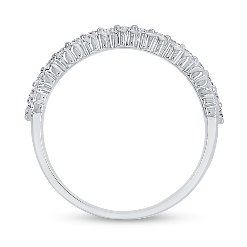 Main Image 3 of 1/5 CT. T.W. Diamond Edge Hearts Stacked Band in 10K White Gold