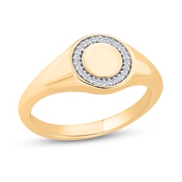 Diamond Accent Signet Ring in 10K Gold