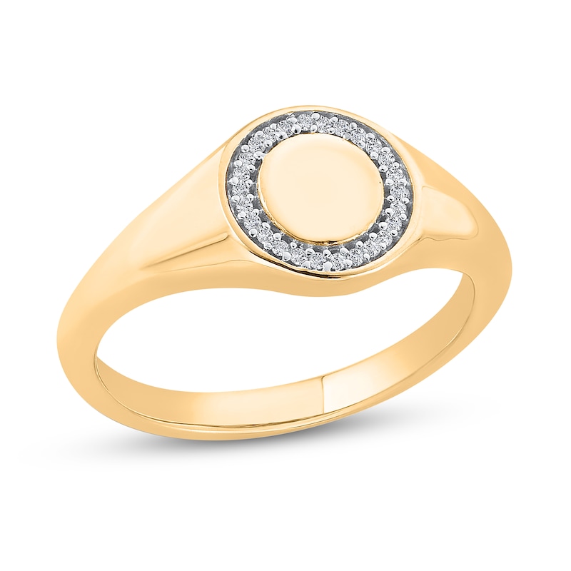 Main Image 1 of Diamond Accent Signet Ring in 10K Gold