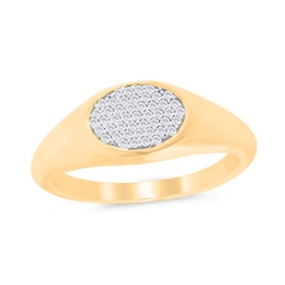 1/10 CT. T.W. Oval Multi-Diamond Sideways Signet Ring in 10K Gold