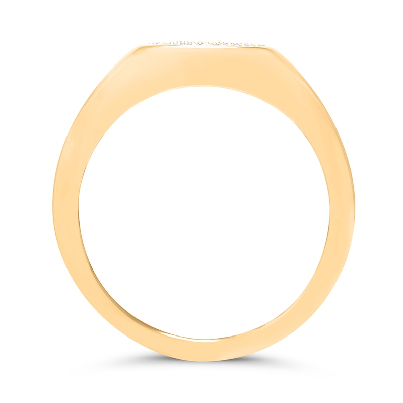 Main Image 3 of 1/10 CT. T.W. Oval Multi-Diamond Sideways Signet Ring in 10K Gold