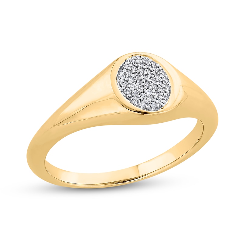 Main Image 1 of 1/20 CT. T.W. Oval Multi-Diamond Signet Ring in 10K Gold