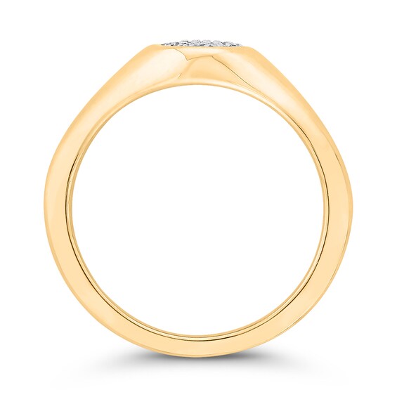 1/20 CT. T.w. Oval Multi-Diamond Signet Ring in 10K Gold
