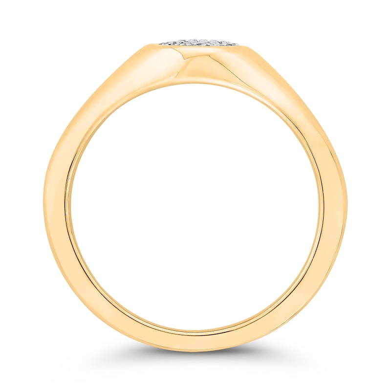 Main Image 3 of 1/20 CT. T.W. Oval Multi-Diamond Signet Ring in 10K Gold