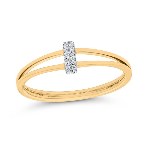 Diamond Accent Linear Bar Split Shank Ring in 10K Gold