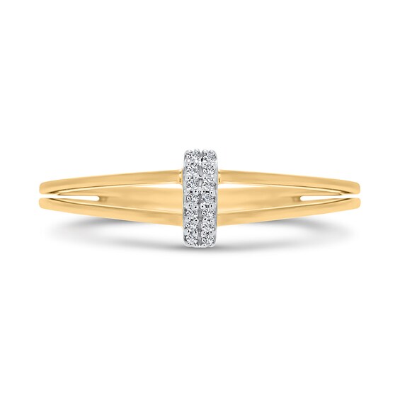 Diamond Accent Linear Bar Split Shank Ring in 10K Gold