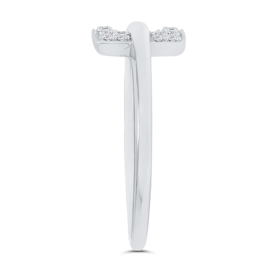 1/10 CT. T.w. Diamond Square Buckle Ring in 10K White Gold